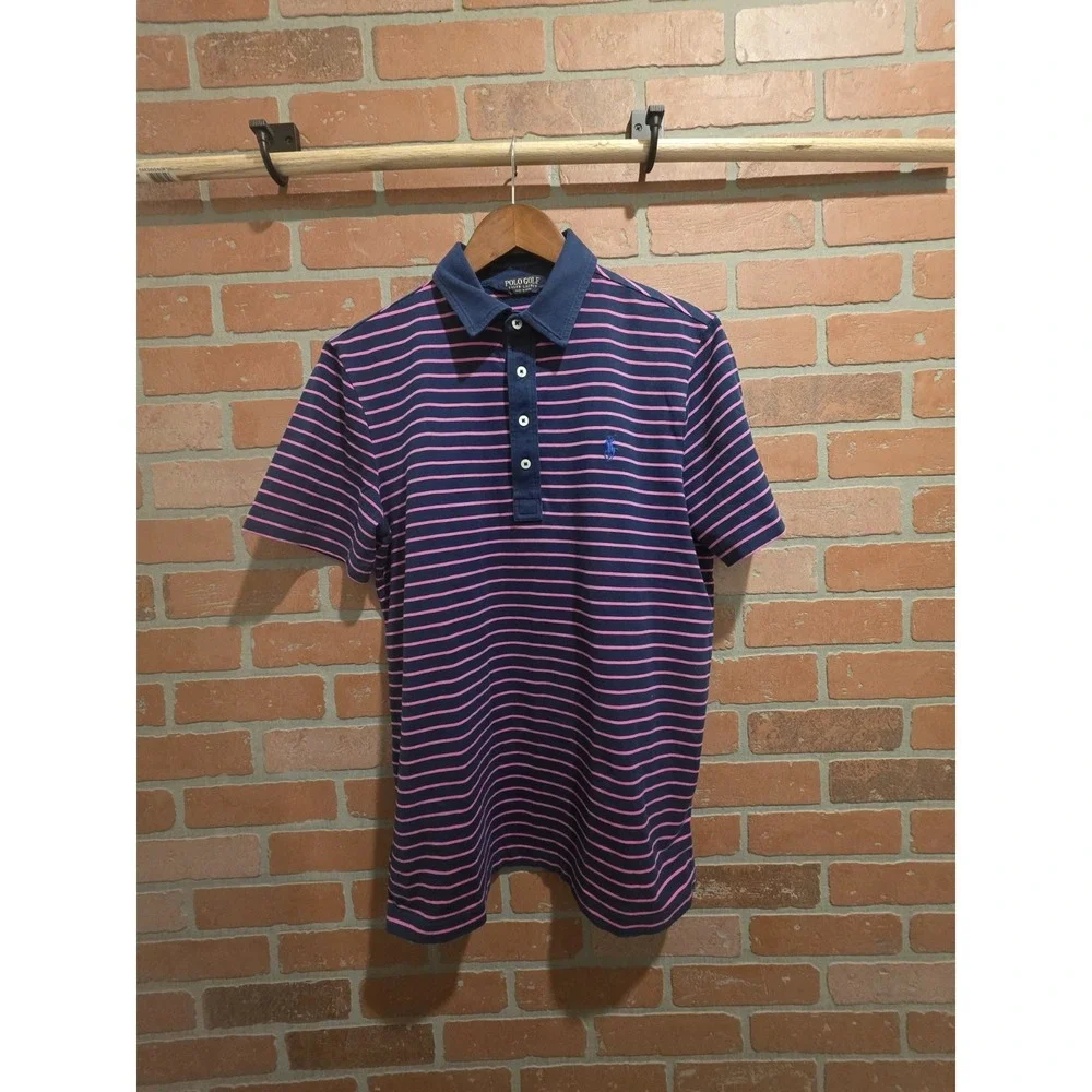 Polo Golf Ralph Lauren Men's Short Sleeve Purple Striped, Medium Stretch Sku 30